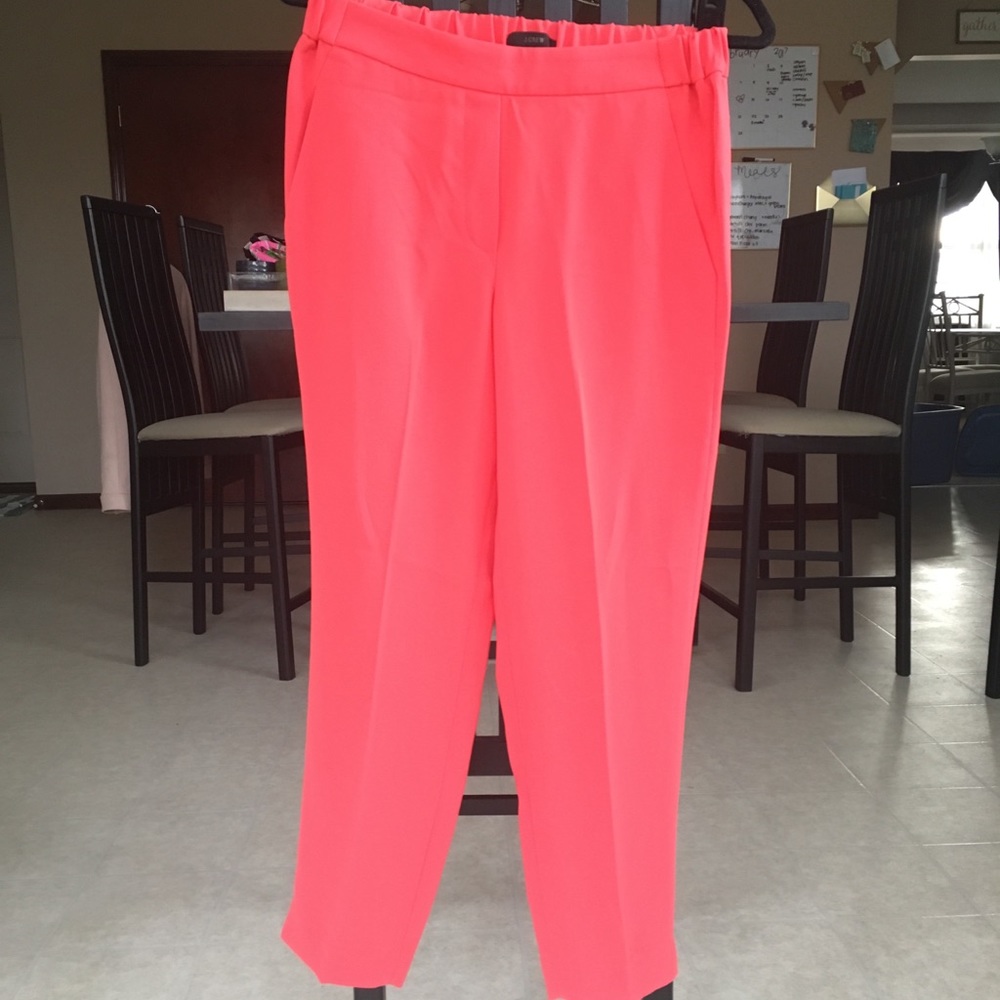J. Crew coral matte crepe trousers